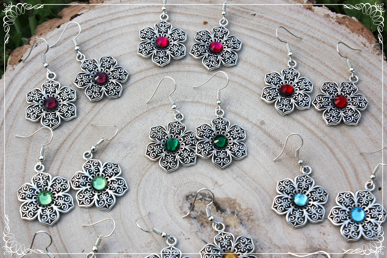 Boucles d'oreilles "Fleurs argentées"