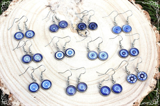 Boucles d'oreilles "Mandalas - Bleus foncé "