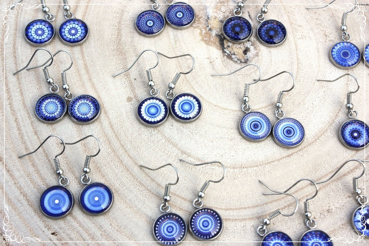 Boucles d'oreilles "Mandalas - Bleus foncé "