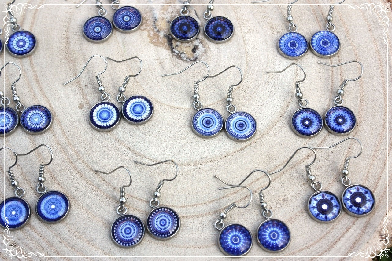 Boucles d'oreilles "Mandalas - Bleus foncé "