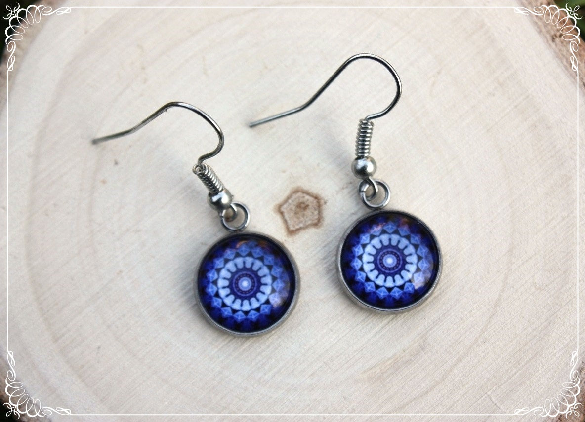 Boucles d'oreilles "Mandalas - Bleus foncé "