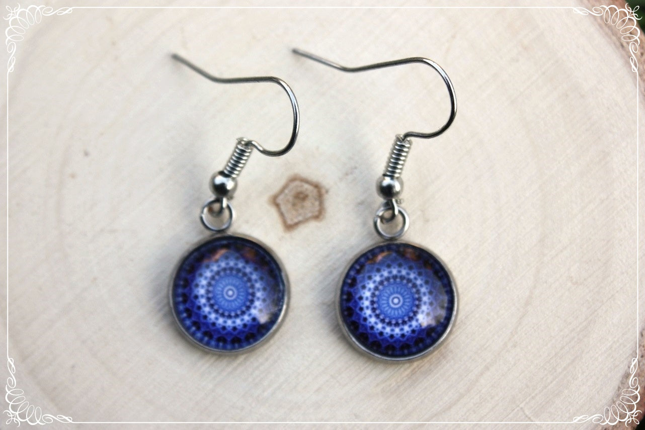 Boucles d'oreilles "Mandalas - Bleus foncé "