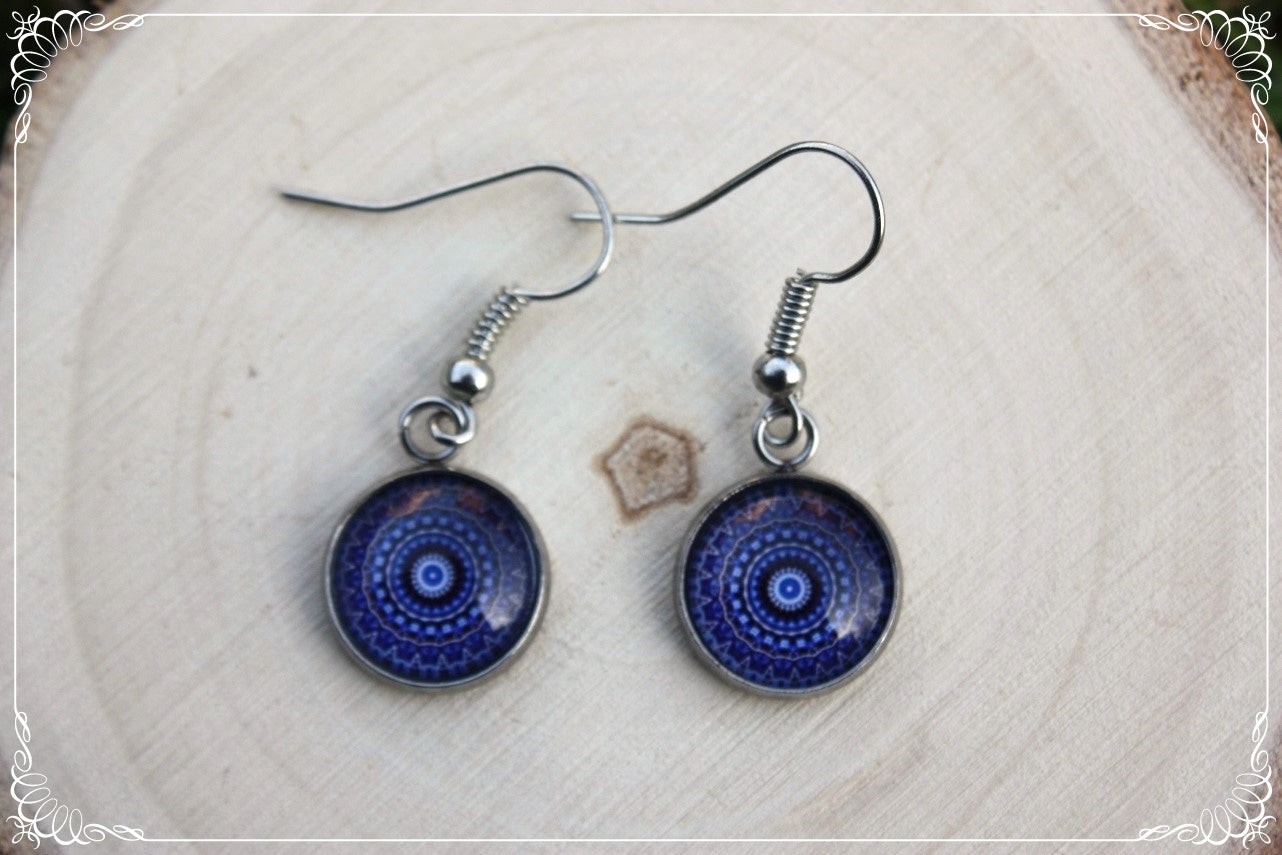 Boucles d'oreilles "Mandalas - Bleus foncé "