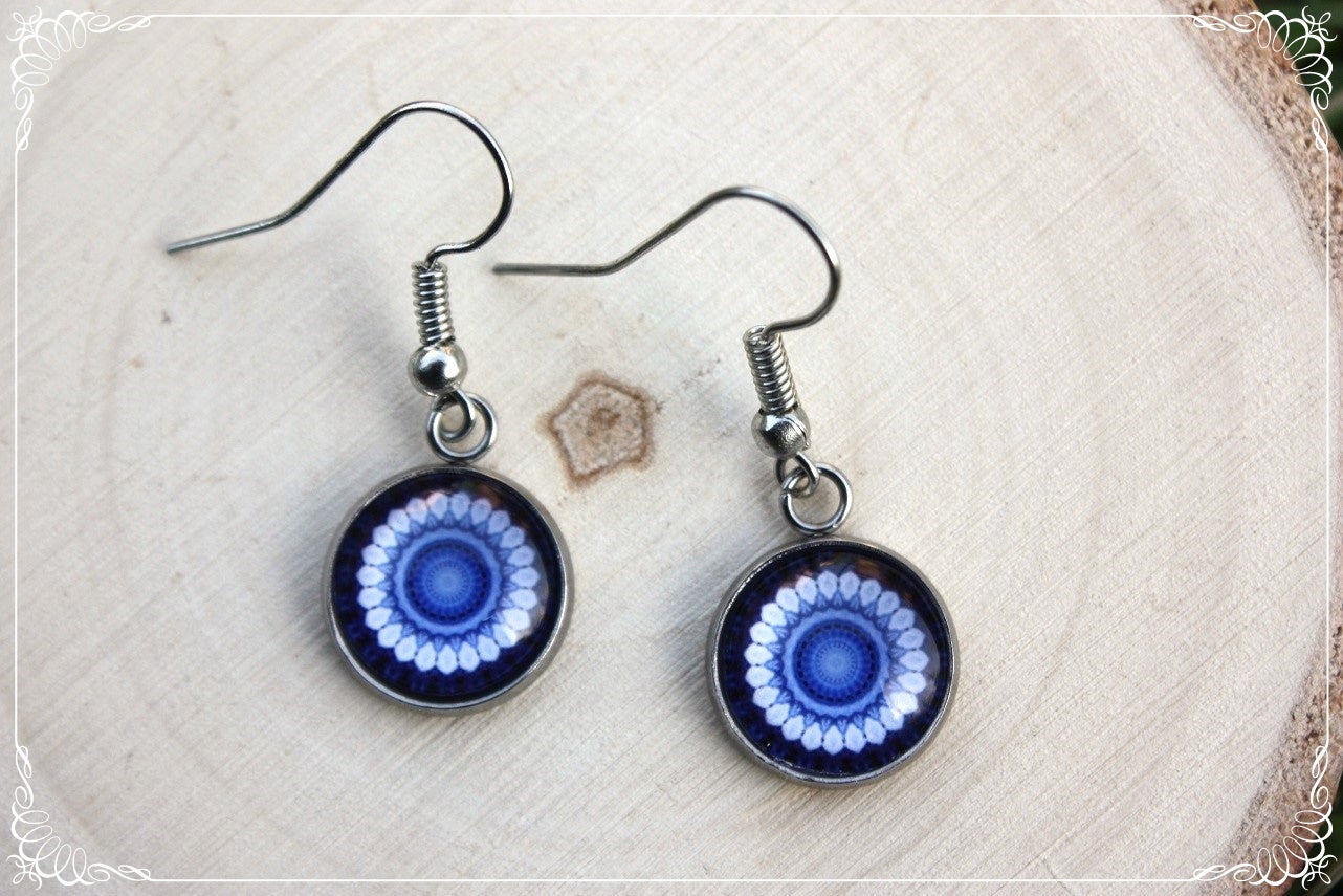 Boucles d'oreilles "Mandalas - Bleus foncé "