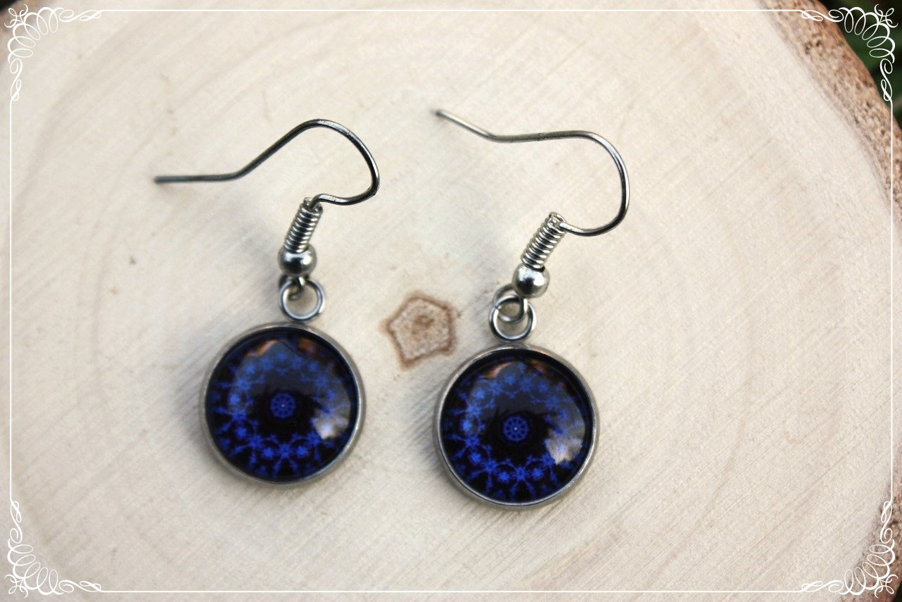 Boucles d'oreilles "Mandalas - Bleus foncé "