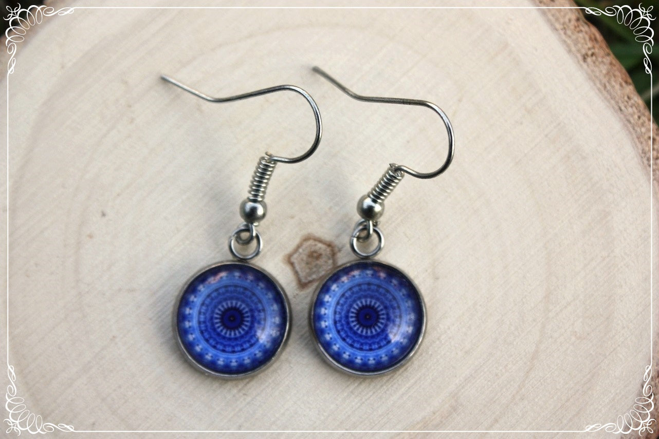 Boucles d'oreilles "Mandalas - Bleus foncé "