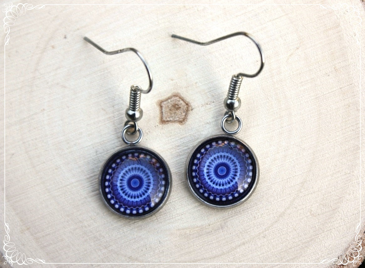 Boucles d'oreilles "Mandalas - Bleus foncé "