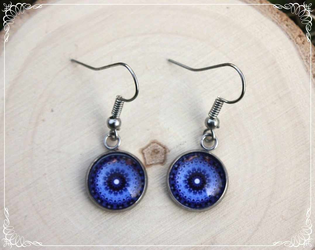 Boucles d'oreilles "Mandalas - Bleus foncé "