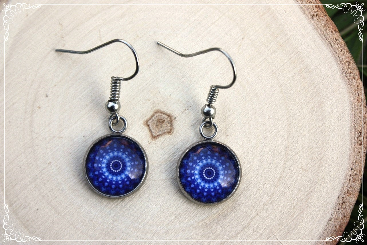 Boucles d'oreilles "Mandalas - Bleus foncé "