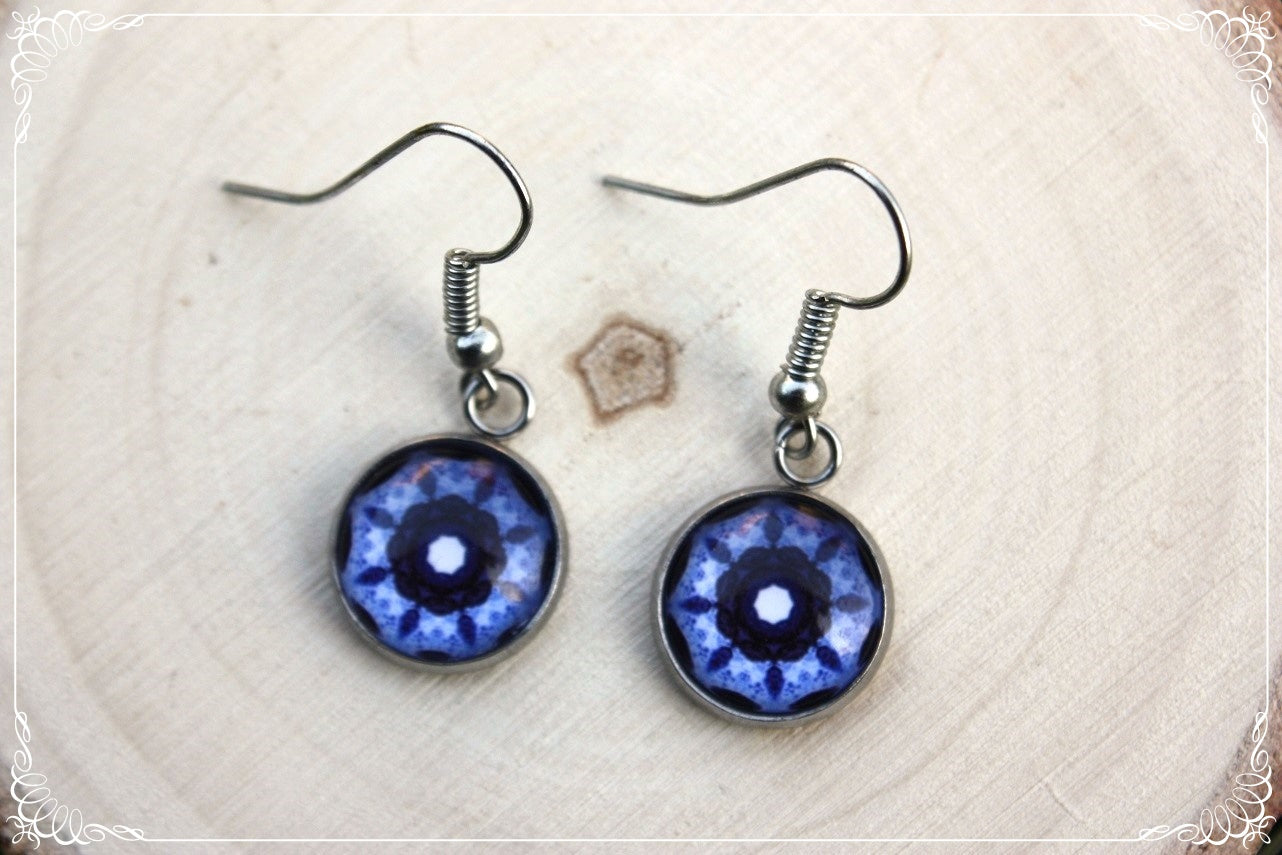 Boucles d'oreilles "Mandalas - Bleus foncé "