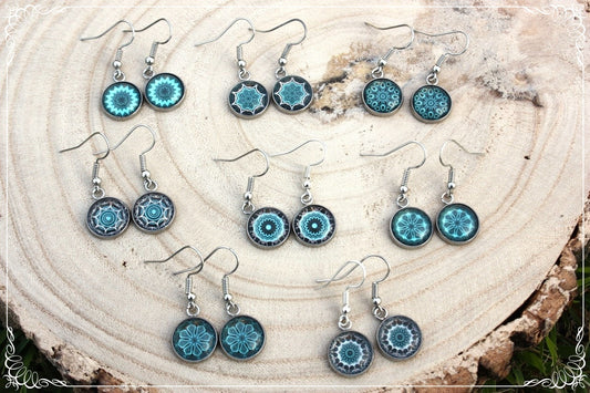 Boucles d'oreilles "Mandalas - Bleus clairs "