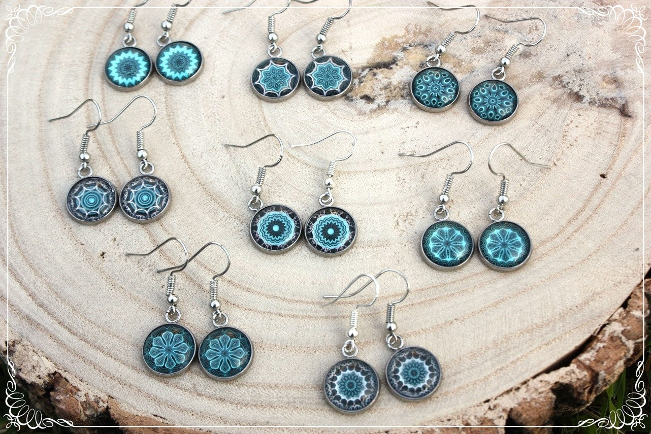 Boucles d'oreilles "Mandalas - Bleus clairs "