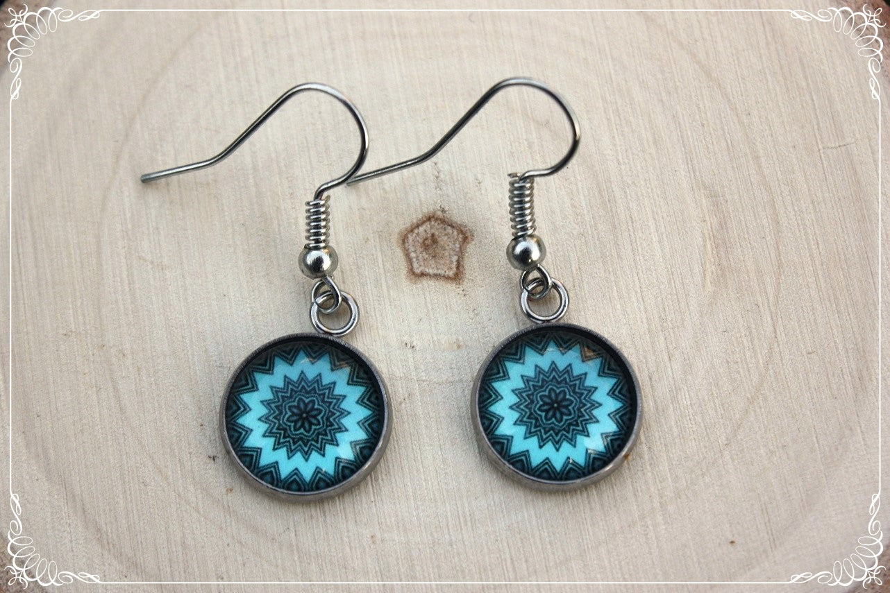 Boucles d'oreilles "Mandalas - Bleus clairs "