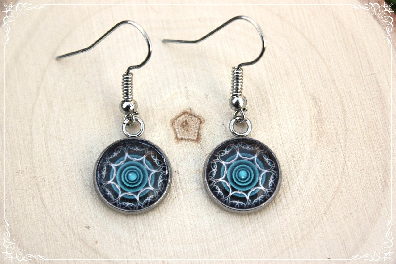 Boucles d'oreilles "Mandalas - Bleus clairs "