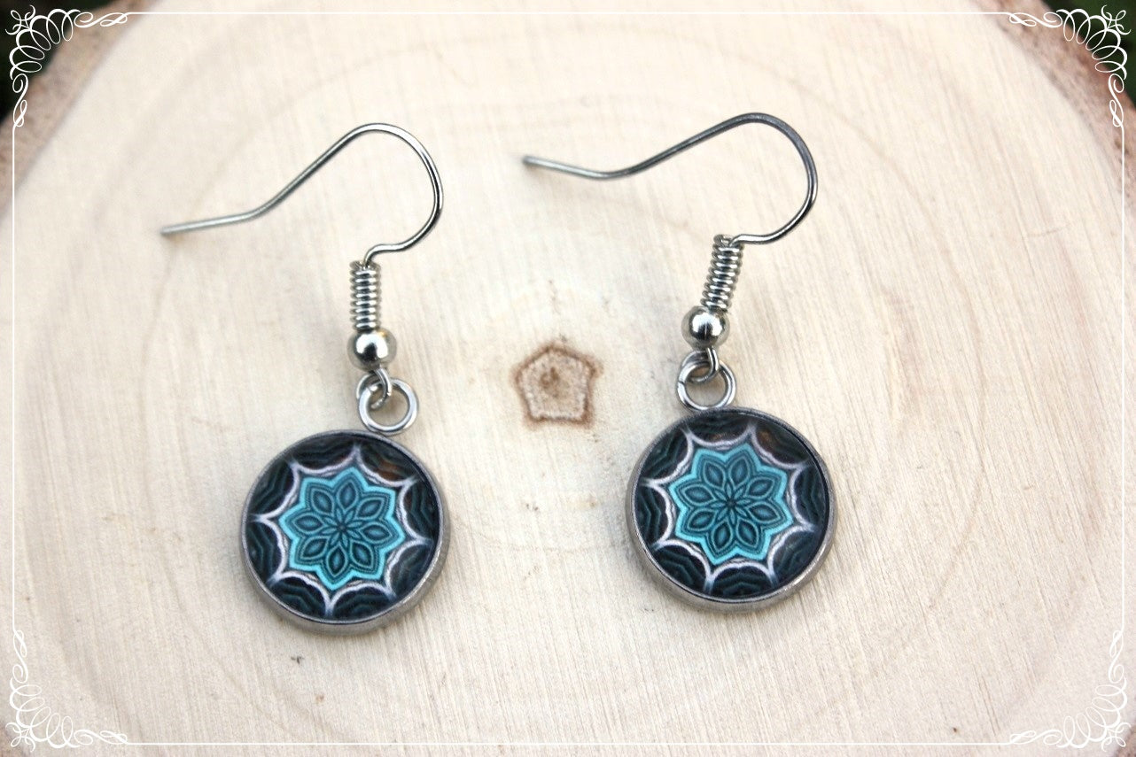 Boucles d'oreilles "Mandalas - Bleus clairs "