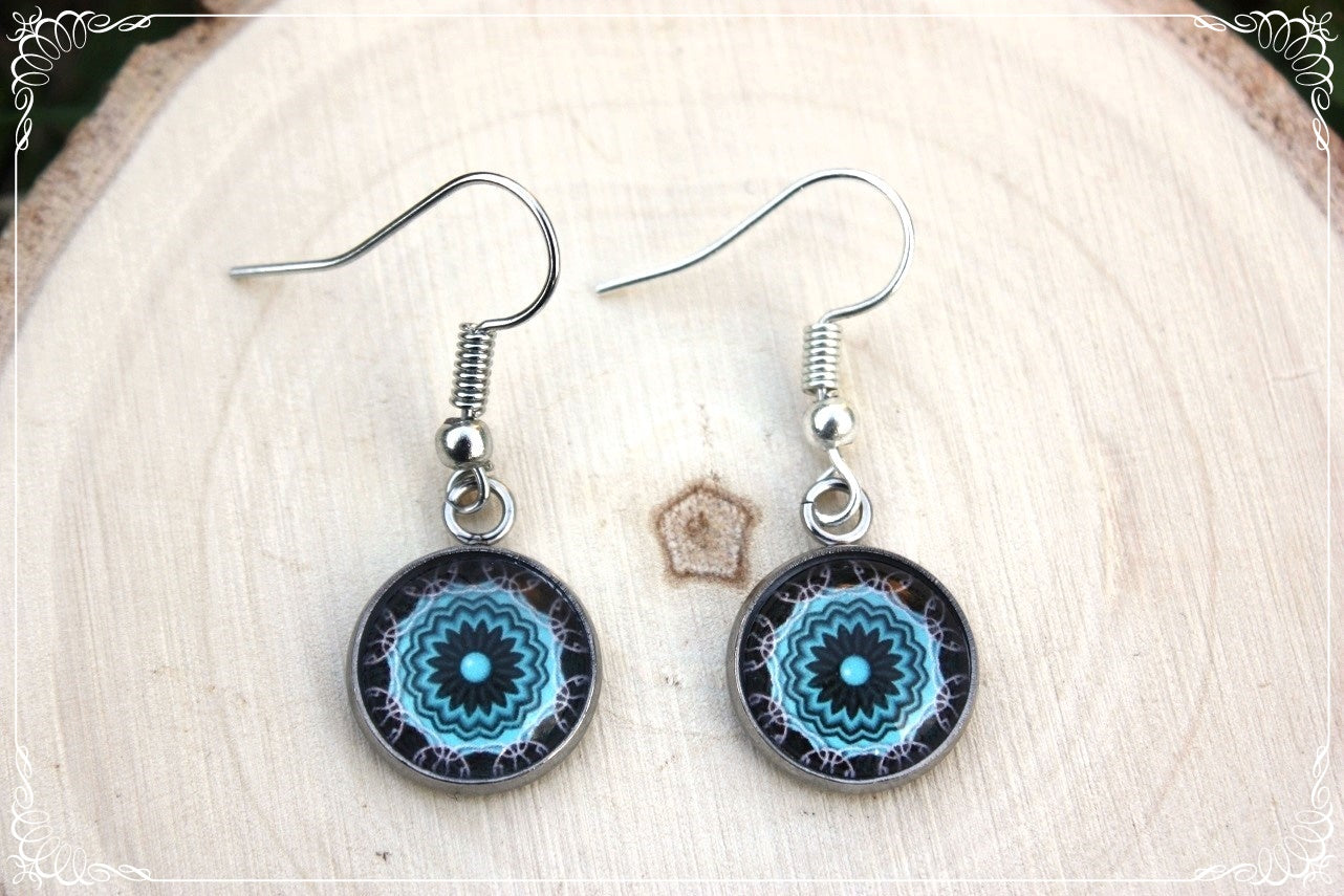 Boucles d'oreilles "Mandalas - Bleus clairs "