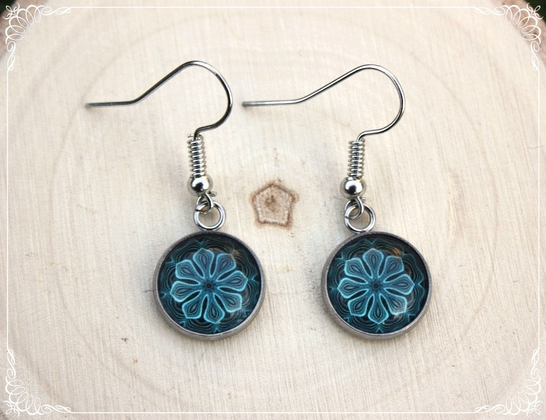 Boucles d'oreilles "Mandalas - Bleus clairs "