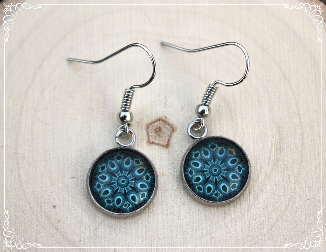 Boucles d'oreilles "Mandalas - Bleus clairs "