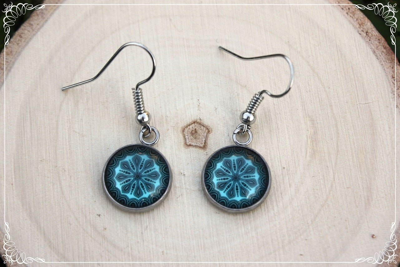 Boucles d'oreilles "Mandalas - Bleus clairs "