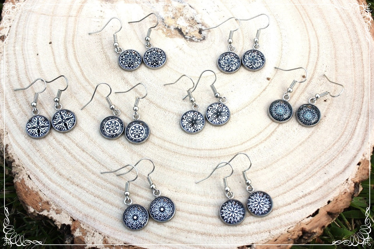 Boucles d'oreilles "Mandalas - Noirs "