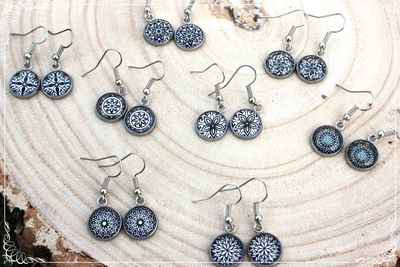 Boucles d'oreilles "Mandalas - Noirs "