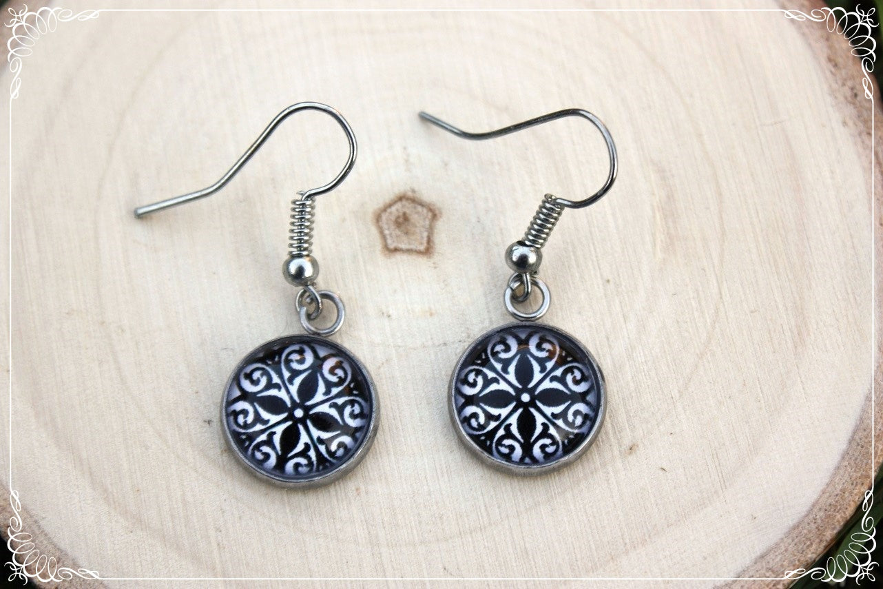 Boucles d'oreilles "Mandalas - Noirs "