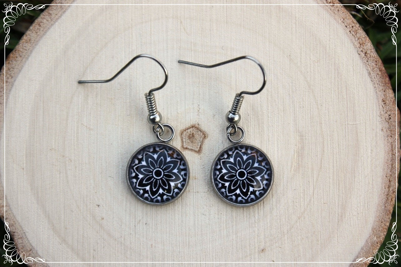 Boucles d'oreilles "Mandalas - Noirs "