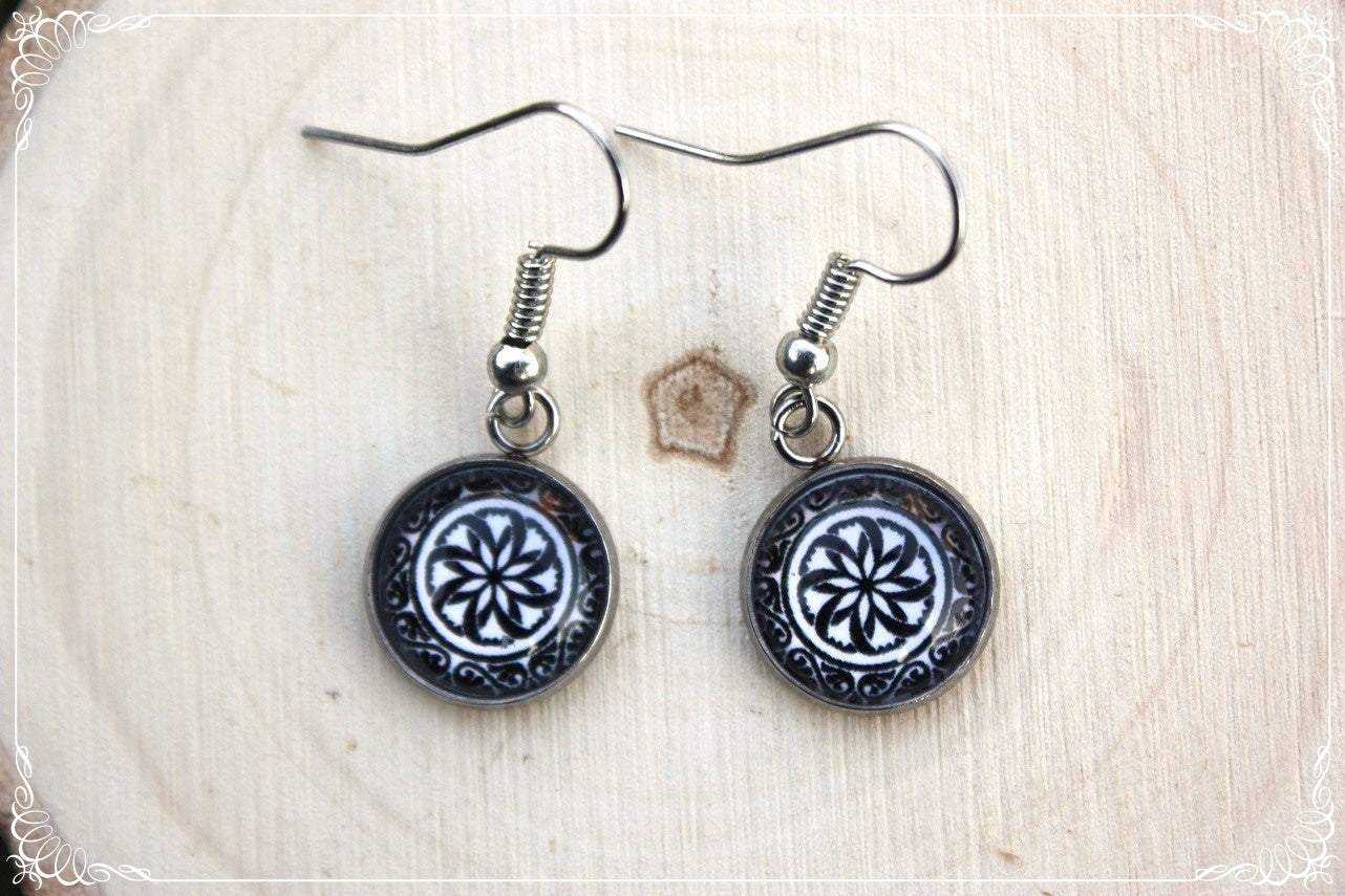 Boucles d'oreilles "Mandalas - Noirs "