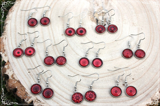 Boucles d'oreilles "Mandalas - Rouges "