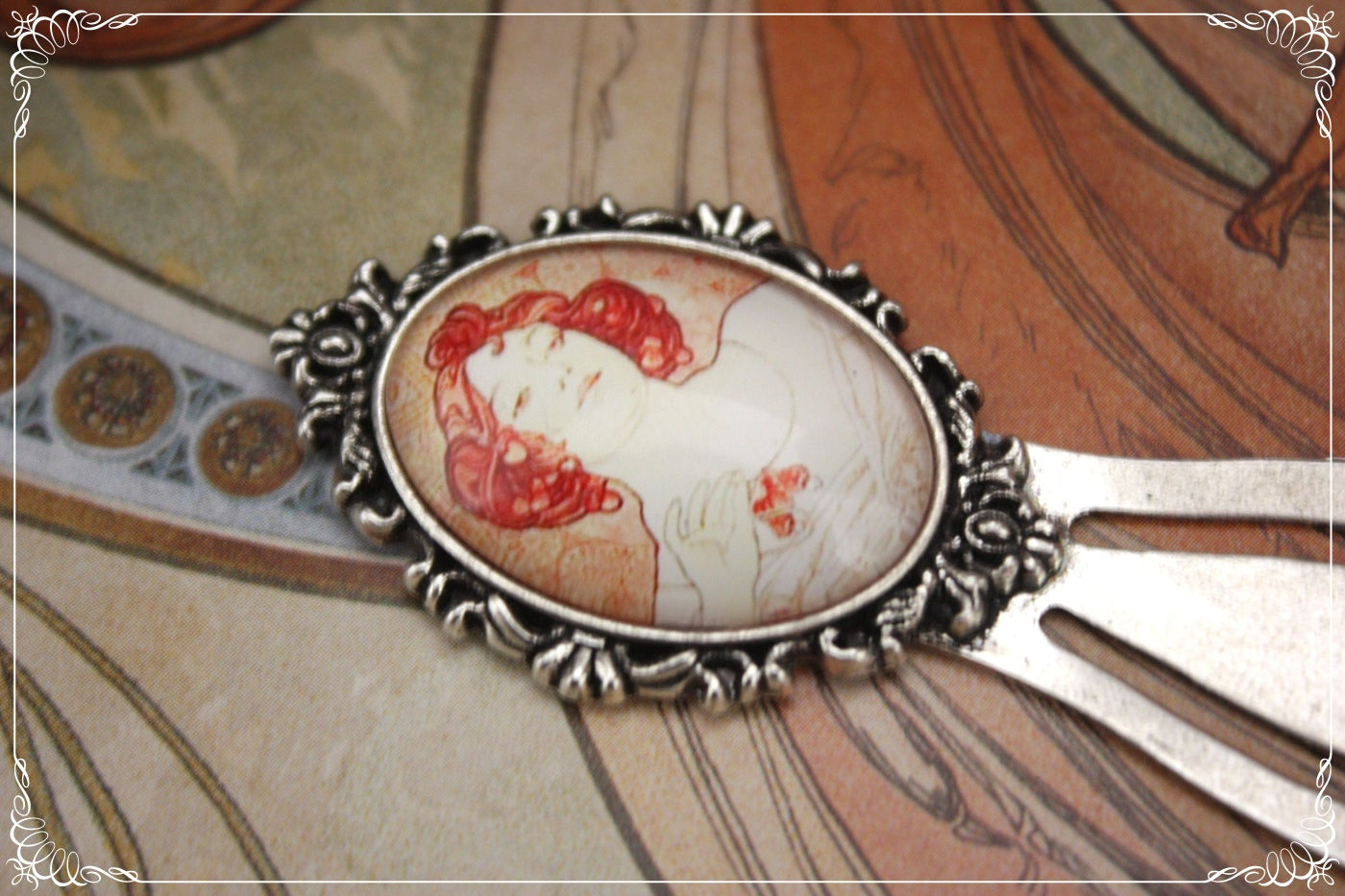 Marques-page "Mucha - Art Nouveau - Argent "