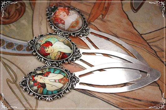 Marques-page "Mucha - Art Nouveau - Argent "