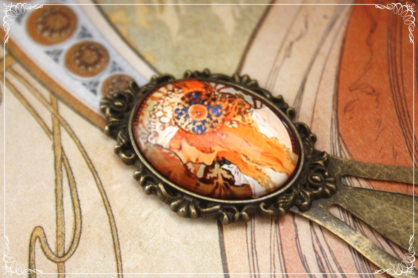 Marques-page "Mucha - Art Nouveau - Bronze "