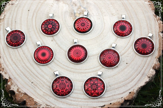 Pendentifs "Mandalas - Rouges"