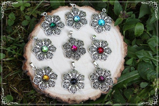 Pendentifs "Fleurs argentées"