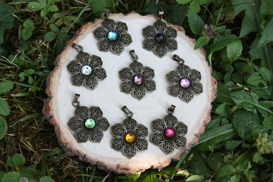 Pendentifs "Fleurs bronze"