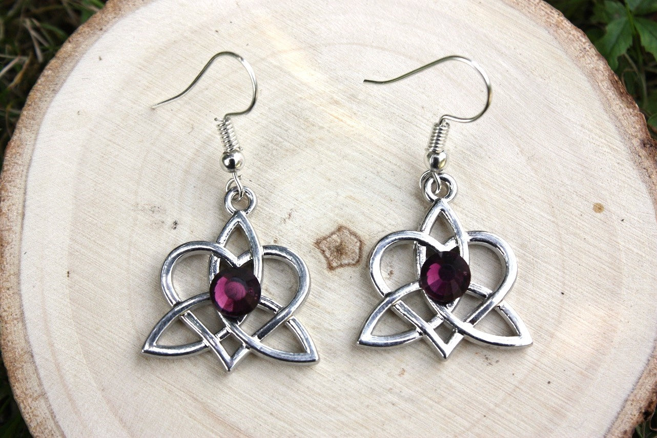 Boucles d'oreilles Celtiques "Triquetras coeurs "