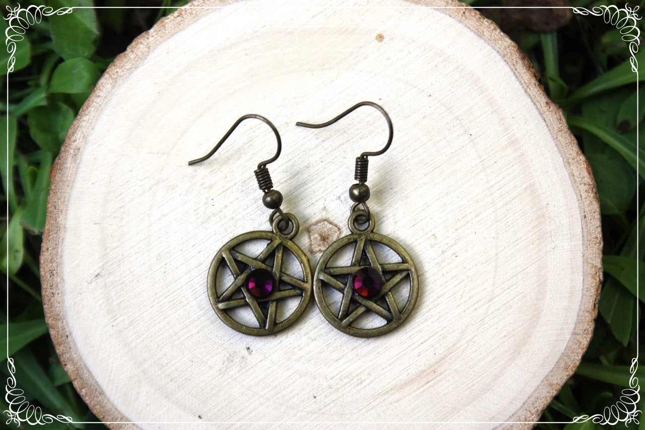 Boucles d'oreilles bronzes "Pentacles"