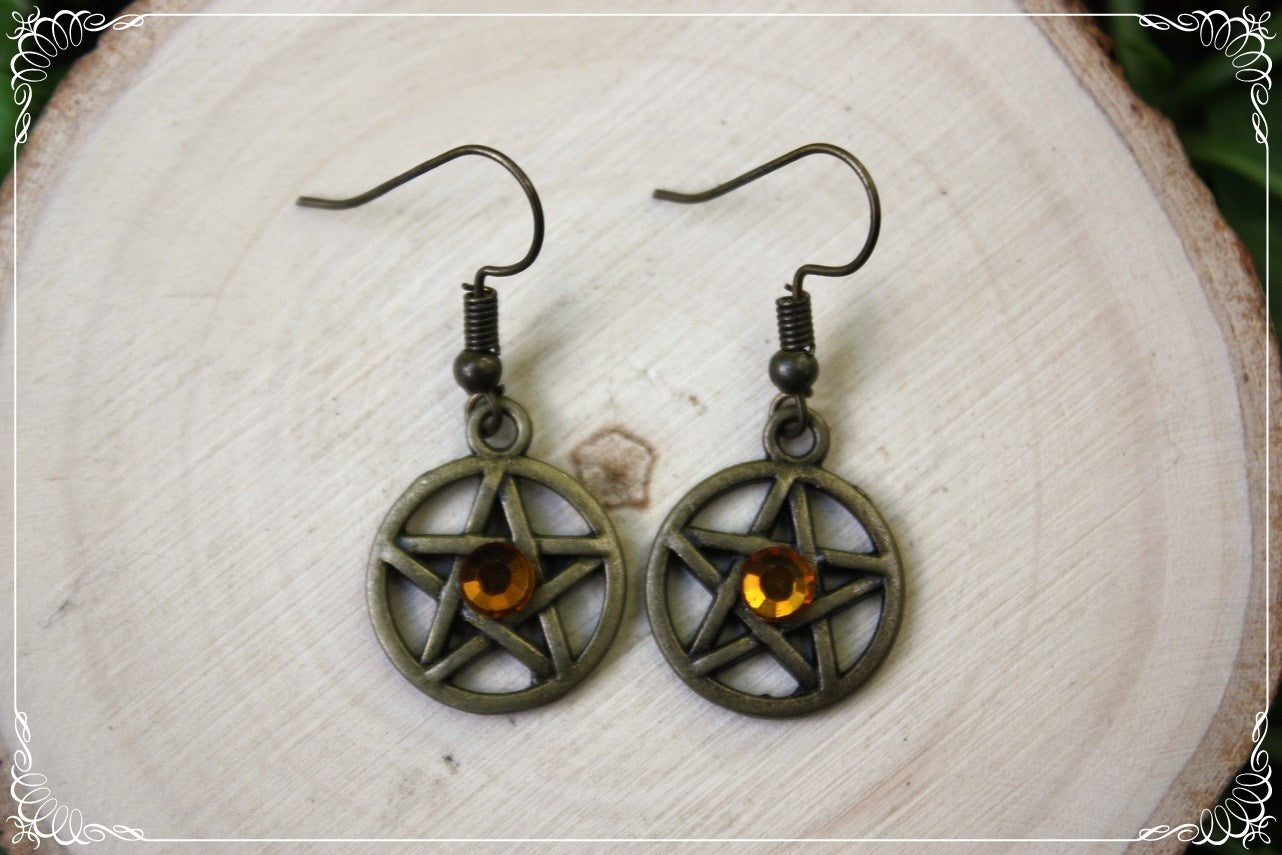 Boucles d'oreilles bronzes "Pentacles"