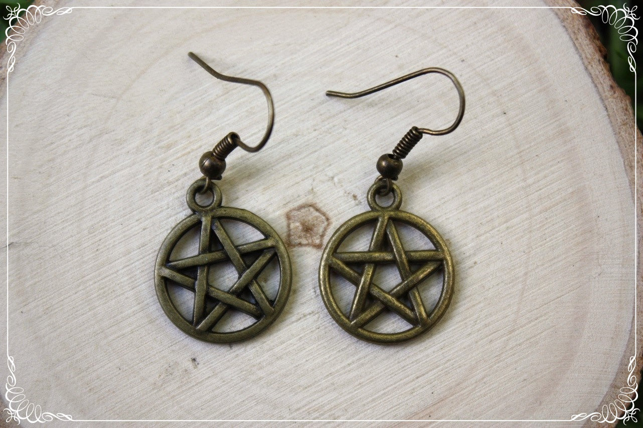 Boucles d'oreilles bronzes "Pentacles"