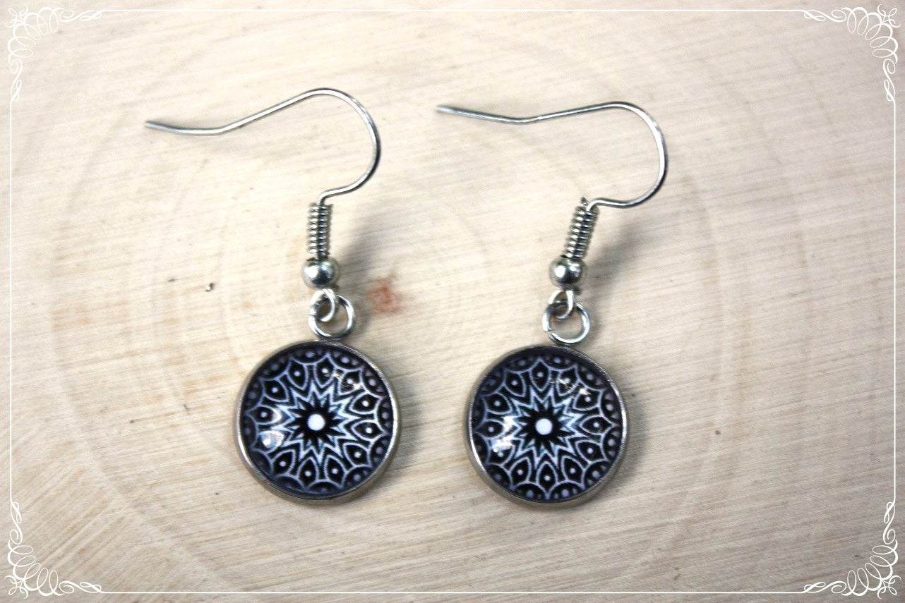 Boucles d'oreilles "Mandalas - Noirs "