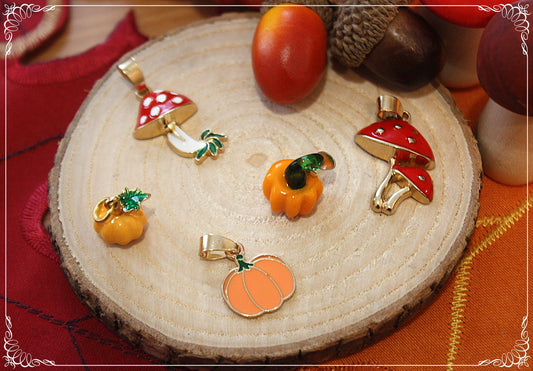 Pendentifs Automne Halloween citrouilles champignons