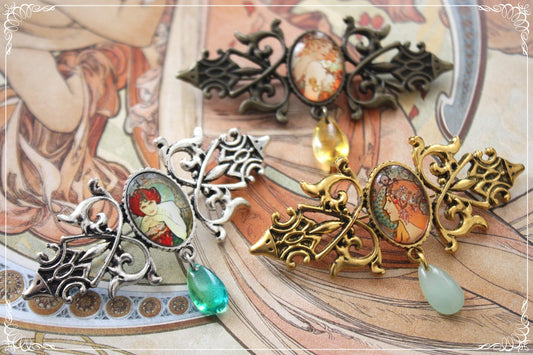 Broches "Mucha gouttes - Art Nouveau"