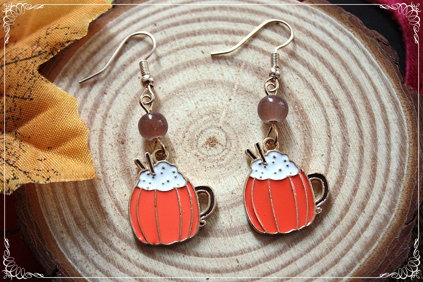 Boucles d'oreilles pendantes Automne Halloween citrouilles champignons