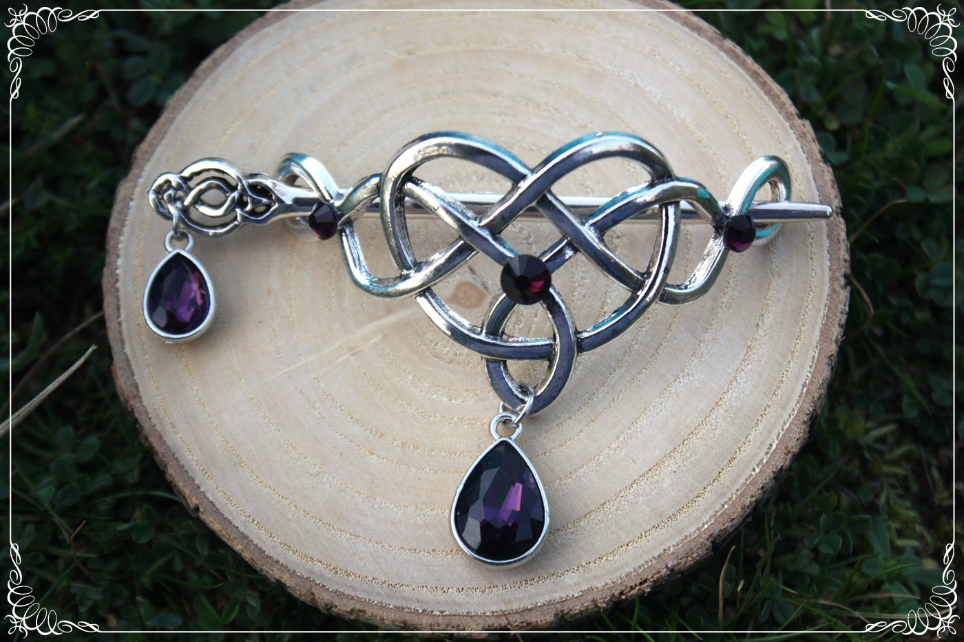 Barrette épingle à cheveux coeur celtique elfique