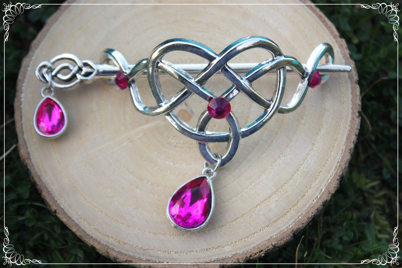 Barrette épingle à cheveux coeur celtique elfique