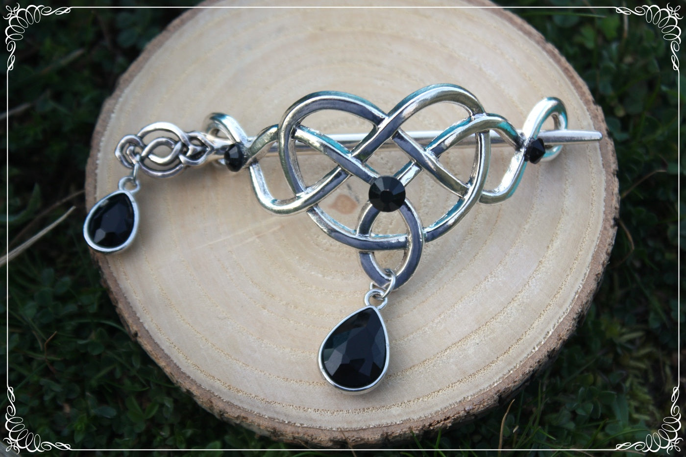 Barrette épingle à cheveux coeur celtique elfique