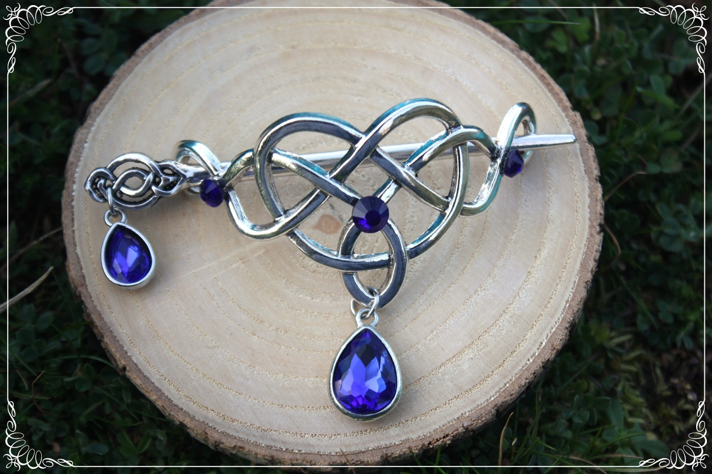 Barrette épingle à cheveux coeur celtique elfique