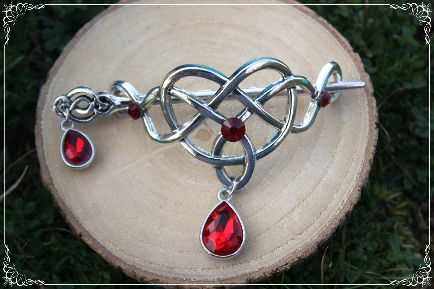 Barrette épingle à cheveux coeur celtique elfique