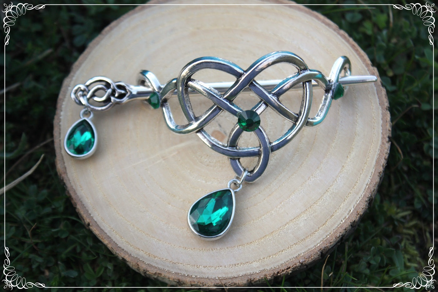 Barrette épingle à cheveux coeur celtique elfique