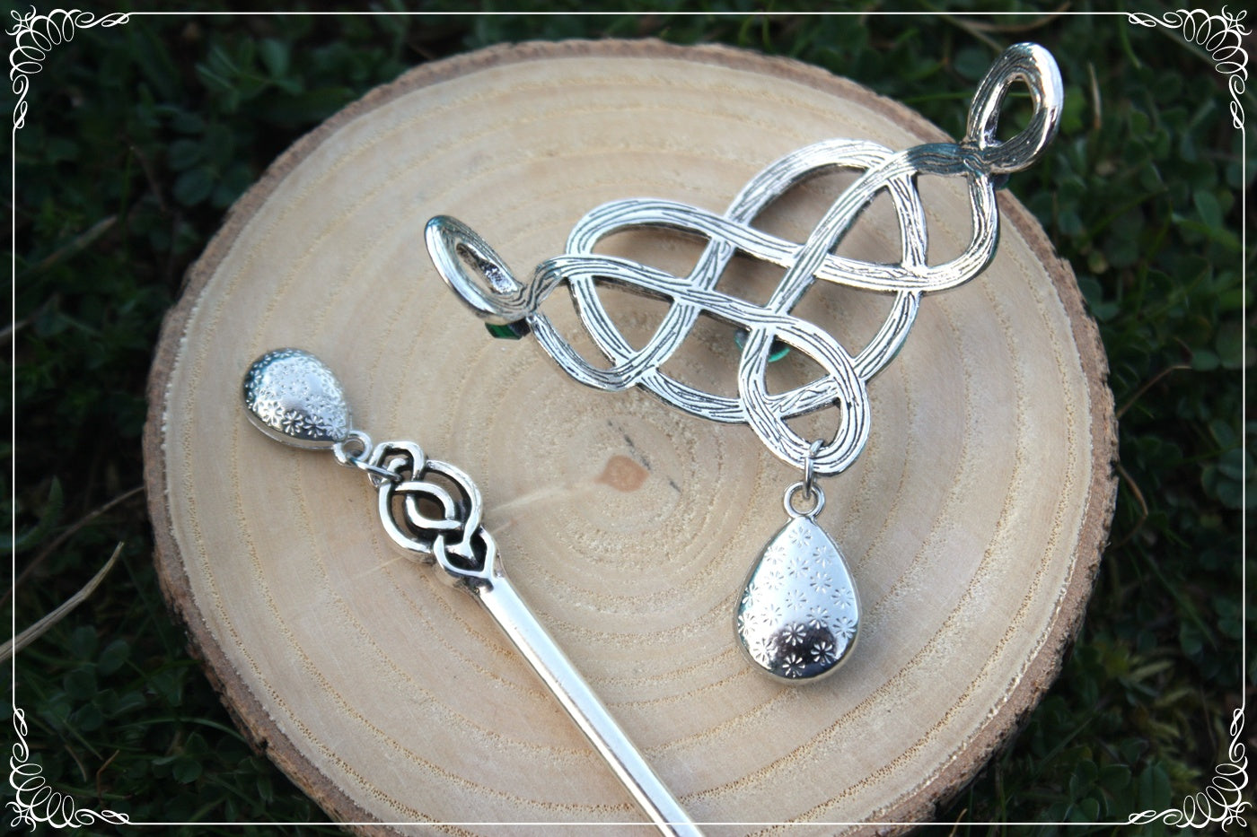 Barrette épingle à cheveux coeur celtique elfique